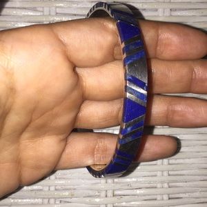 Authentic Lapiz Lazuli Silver Gemstone Bracelet One of a Kind